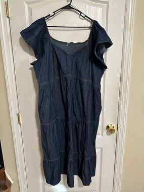 terra and sky denim dress Terra & Sky Women's Plus Size Mini Utility Dress, Sizes 0x-5x, Size: 2XL, Blue
